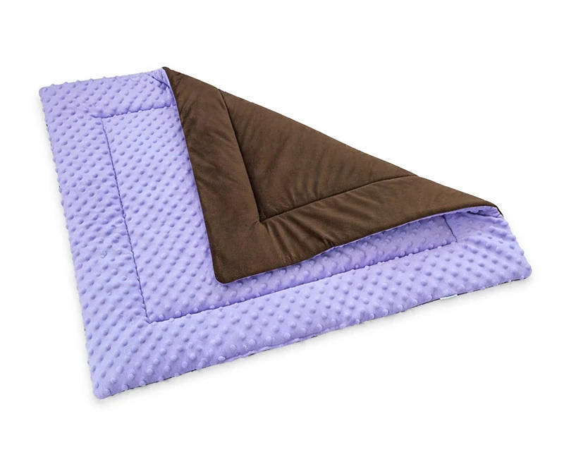 Měkká podložka - Cocoa Brown Minky Velvet a Lila Minky Dots